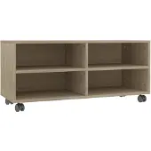 The Living Store TV-Schrank mit Rollen Sonoma-Eiche 90x35x35 cm Holzwerkstoff