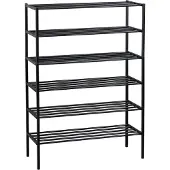 Woood Schuhregal "Ferro mit pulverbeschichtetem Eisen stapelbar", schwarz, B:85cm H:120cm T:35cm, Eisen, Regale, Schuhregal, Tragkraft 15 kg pro Einlegeboden, Pfleiglicht, einfach zu montieren