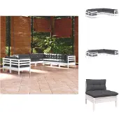 vidaXL 9-tlg. Garten-Lounge-Set mit Kissen Weiß Massivholz Kiefer - Gartenmöbel-Sets