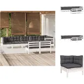 vidaXL 8-tlg. Garten-Lounge-Set mit Kissen Weiß Kiefer Massivholz - Gartenmöbel-Sets