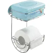 Wenko Turbo-Loc WC-Rollenhalter mit Ablage, Befestigen ohne Bohren - mit Spezial-Klebepad, Maße: 16,5 x 24,5 x 14 cm