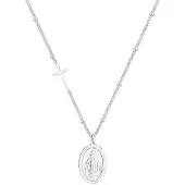 Elli Kette mit Anhänger "Halskette Kugelkette Kreuz Marienbild 925 Sterling Silber" Gr. 45, silber, Halsketten, Damen, ohne Stein, Silber 925 (Sterlingsilber), Kette mit Anhänger