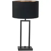Steinhauer Tischleuchte Stang 1-flammig Mattschwarz mit schwarzem Stoffschirm 17x17cm