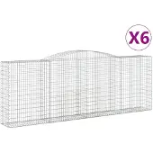 vidaXL Gabionen mit Hochbogen 6 Stk. 400x50x140/160cm Verzinktes Eisen