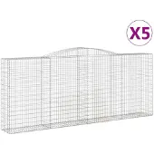 vidaXL Gabionen mit Hochbogen 5 Stk. 400x50x160/180cm Verzinktes Eisen