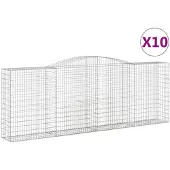 vidaXL Gabionen mit Hochbogen 10 Stk 400x50x140/160cm Verzinktes Eisen