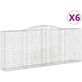 vidaXL Gabionen mit Hochbogen 6 Stk. 400x50x160/180cm Verzinktes Eisen