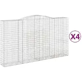 vidaXL Gabionen mit Hochbogen 4 Stk. 400x50x220/240cm Verzinktes Eisen