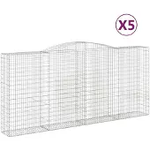 vidaXL Gabionen mit Hochbogen 5 Stk. 400x50x180/200cm Verzinktes Eisen