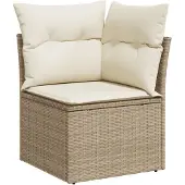 vidaXL Garten-Ecksofa mit Kissen Beige Poly Rattan