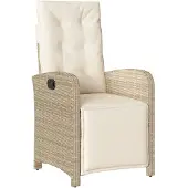 vidaXL Gartensessel mit Fußteil Verstellbar Beige Poly Rattan