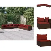 vidaXL 9-tlg. Garten-Lounge-Set mit Kissen Poly Rattan Braun - Gartenmöbel-Sets