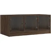 vidaXL Couchtisch mit Glastüren Braun Eichen-Optik 102x50x42 cm