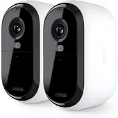 Arlo Essential 2K Outdoor Überwachungskamera, 2er Set, IP-Sicherheitskamera, Innen & Außen, Kabellos, FCC, CE, IC, EU RoHS, EU REACH, Decke/Wand, Schwarz, Weiß