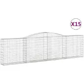 vidaXL Gabionen mit Hochbogen 15Stk. 400x30x100/120cm Verzinktes Eisen