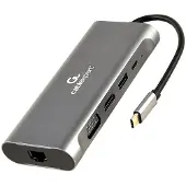 Gembird A-CM-COMBO7-01, USB 3.2 Gen 1 (3.1 Gen 1) Type-A, 100 W, Grau, MicroSD (TransFlash), SD, 30 Hz, 3.5mm, HDMI, RJ-45, USB 3.2 Gen 1 (3.1 Gen 1) Type-A, USB 3.2 Gen 1 (3.1 Gen 1) Type-C, VGA