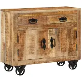 vidaXL Sideboard 80x30x65 cm Massives Raues Mangoholz