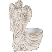 Clayre & Eef Blumentopf Engel 22x13x30 cm Weiß Stein