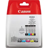 Canon Tintenpatrone "PGI-570/CLI-571 Multipack", bunt (pigment, schwarz, schwarz, cyan, magenta, gelb), Tintenpatronen, original Druckerpatrone 570 und 571, Tintenpatrone