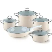 Riess NOUVELLE Emaille Kochgeschirr-Set 5-tlg Avorio