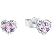 Prinzessin Lillifee Paar Ohrstecker "Herzen", bunt (silberfarben, flieder, rosa, flieder, rosa), Ohrringe, Kinder, Silber 925 (Sterlingsilber), Paar Ohrstecker, mit Zirkonia (synth.)