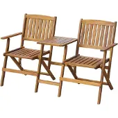 The Living Store Gartenbank Klappbar mit Teetisch 140 cm Massivholz Akazie