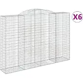 vidaXL Gabionen mit Hochbogen 6 Stk. 300x50x200/220cm Verzinktes Eisen