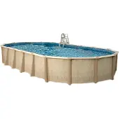 Interline Century Oval 9,75 x 4,90 m inkl. Zubehör, Gerahmter Pool, Erwachsener & Kind, Leiter, Beige, 570 kg