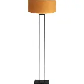 Steinhauer Stehlampe Stang, schwarz/Velours gold, Höhe 160 cm, E27