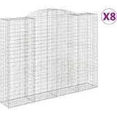 vidaXL Gabionen mit Hochbogen 8 Stk. 300x50x220/240cm Verzinktes Eisen