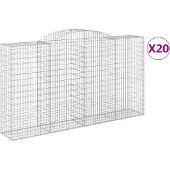 vidaXL Gabionen mit Hochbogen 20 Stk 300x50x160/180cm Verzinktes Eisen