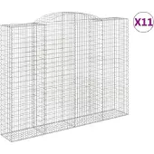 vidaXL Gabionen mit Hochbogen 11 Stk 300x50x220/240cm Verzinktes Eisen
