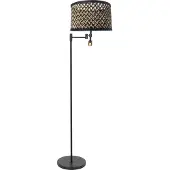 Steinhauer Stehleuchte Stang, LED-Leselicht, Geflecht schwarz/natur