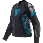 Dainese Avro 5 Damen Motorrad Lederjacke, schwarz/blau, 46