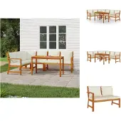 vidaXL 5-tlg. Garten-Essgruppe mit Kissen Massivholz Akazie - Gartenmöbel-Sets