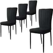 ML-Design 4er Set Esszimmerstuhl mit Rückenlehne, Schwarz, Samtbezug mit Metallbeine