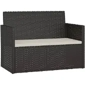 vidaXL Gartenbank mit Kissen Schwarz 105 cm Poly Rattan
