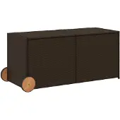 DKD Home Decor Gartentruhe mit Rollen Braun 283L Poly Rattan