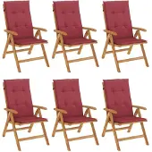 vidaXL Klappstühle Verstellbar mit Kissen 6 Stk. Massivholz Teak