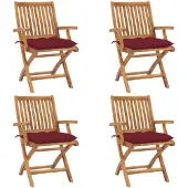 vidaXL Klappstühle mit Kissen, 4-teilig, Massivholz Teakholz