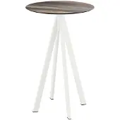 Veba Infinity Stehtisch Weiß gestell + Tropical Wood HPL Ø70 cm