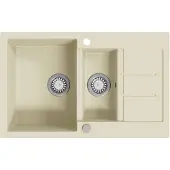 The Living Store Granitspüle Doppelbecken Beige