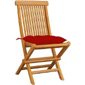 The Living Store Gartenstühle mit Roten Kissen 4 Stk. Massivholz Teak