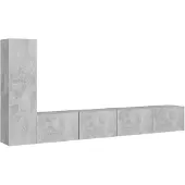 The Living Store 3-tlg. TV-Schrank-Set Betongrau Holzwerkstoff