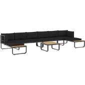 The Living Store 5-tlg. Garten-Ecksofa-Set mit Auflagen Aluminium und WPC