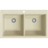 The Living Store Granitspüle Doppelbecken Beige