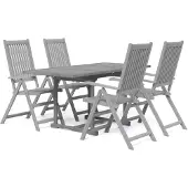 The Living Store 5-tlg. Garten-Essgruppe Massivholz Akazie