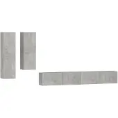 The Living Store 4-tlg. TV-Schrank-Set Betongrau Holzwerkstoff