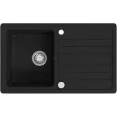 The Living Store Granitspüle mit Abtropffläche Reversibel Schwarz