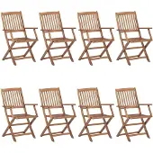 The Living Store Klappbare Gartenstühle 8 Stk. mit Kissen Massivholz Akazie